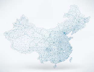 Abstract telecommunication network map - China
