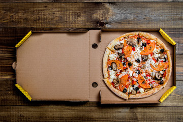 pizza in the in delivery box you can put your writing on the box