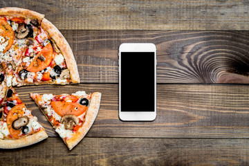 Pizza, Italian food delivery, call or order online on mobile, cellular, smart phone.