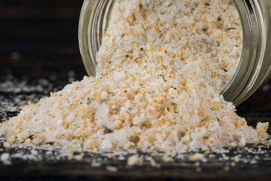 Garlic Salt Spilled from a Spice Jar