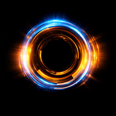 Abstract neon background. luminous swirling. Glowing spiral cover. Black elegant. Halo around. Power isolated. Sparks particle. Space tunnel. Glossy jellyfish. LED color ellipse. Glint glitter