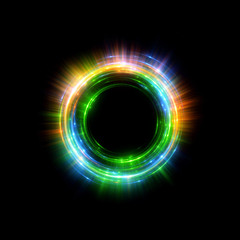 Abstract neon background. luminous swirling. Glowing spiral cover. Black elegant. Halo around. Power isolated. Sparks particle. Space tunnel. Glossy jellyfish. LED color ellipse. Glint glitter