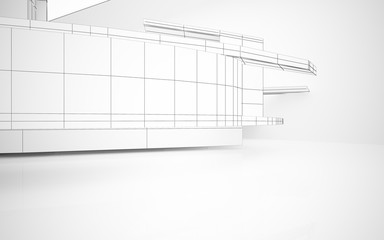 Abstract  concrete parametric interior with neon lighting. 3D illustration and rendering.