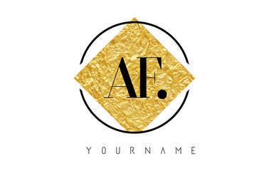 AF Letter Logo with Golden Foil Texture.