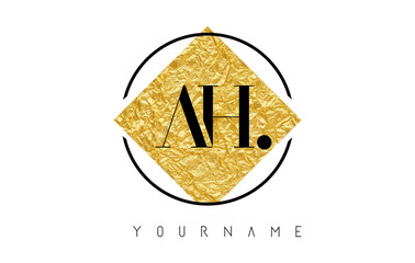AH Letter Logo with Golden Foil Texture.