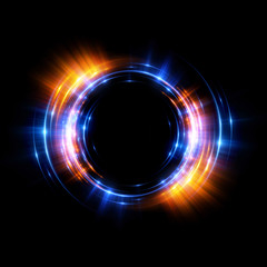 Abstract neon background. luminous swirling. Glowing spiral cover. Black elegant. Halo around. Power isolated. Sparks particle. Space tunnel. Glossy jellyfish. LED color ellipse. Glint glitter