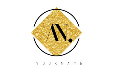 AN Letter Logo with Golden Foil Texture.