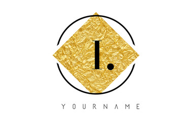 I Letter Logo with Golden Foil Texture.