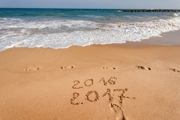 Happy New Year 2017 on the beach