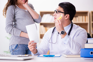 Pregnant woman visiting doctor for consultation