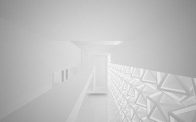 Abstract drawing white parametric interior. Polygon black drawing. 3D illustration and rendering.