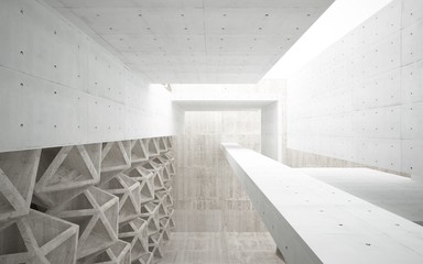 Obraz premium Abstract blue and black parametric interior with window. 3D illustration and rendering.