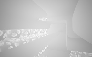 Abstract white  parametric interior with window. 3D illustration and rendering.