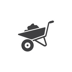 Fototapeta na wymiar wheelbarrow icon on the white background