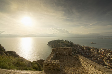 View of the sunset from Palamidi in Nafplion