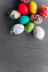Easter concept  eggs on a wooden background