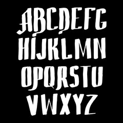 Graphic Font for your design. Hand drawn calligraphy lettering alphabet. Stylish letters with in figures. Vector illustration.