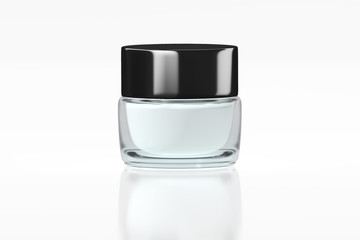 White glass jar with glossy plastic lid