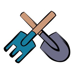 Spade and pitchfork icon cartoon
