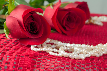 Close up of Rose and Pearls