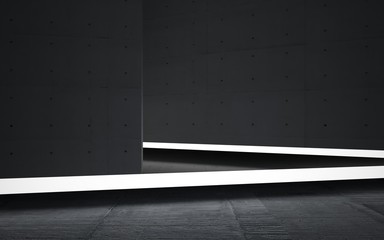 Abstract white and brown concrete parametric interior  with window. 3D illustration and rendering.