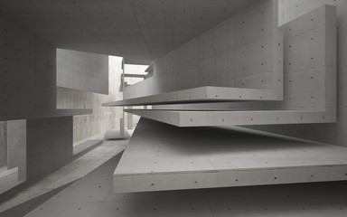 Obraz premium Abstract white and concrete parametric interior with window. 3D illustration and rendering.