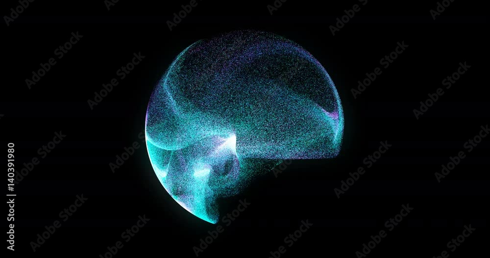 Poster abstract 4k motion background loop with particles and sphere. atom science technology,energy circle 
