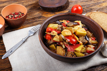 stewed eggplant on the plate