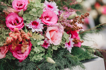 Obraz na płótnie Canvas Bouquet of flowers, Wedding decoration, hand made.