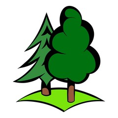 Green forest icon, icon cartoon