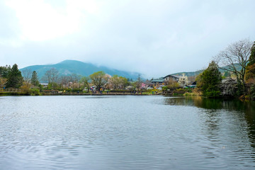 Yufuin was a town located in Oita District, Oita Prefecture, Japan. It is famous for natural hot spring spas.