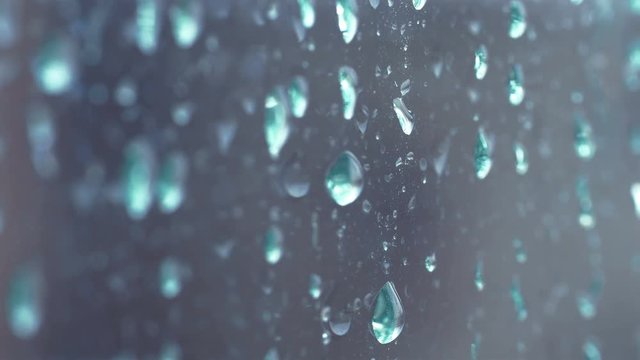 High quality video of rain drops on the window in 4K