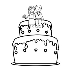 wedding delicious cake icon vector illustration design