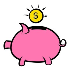 Piggy bank icon, icon cartoon