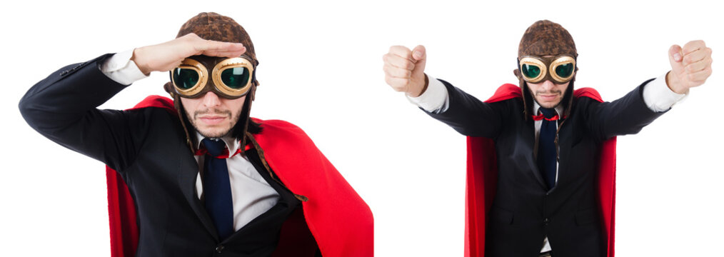 Man wearing red clothing in funny concept