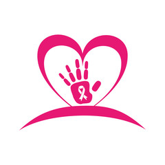 heart with ribbon pink breast cancer vector illustration design