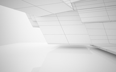 White smooth abstract architectural background. 3D illustration and rendering