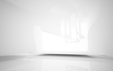 Abstract parametric white interior with neon lighting. 3D illustration and rendering.