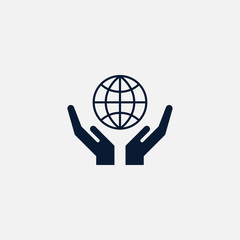 Globe on hand icon simple illustration