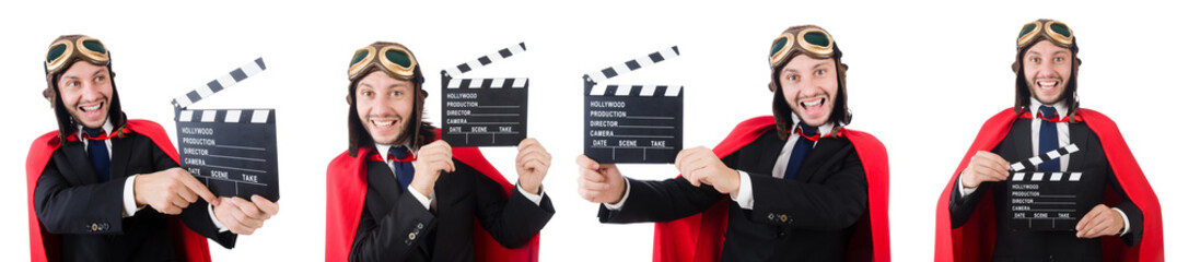 Man wearing red clothing in funny concept