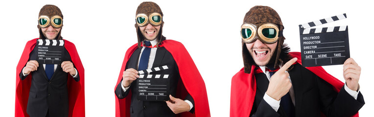 Man wearing red clothing in funny concept