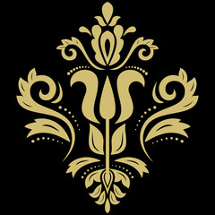Elegant golden ornament in the style of barogue. Abstract traditional pattern with oriental elements