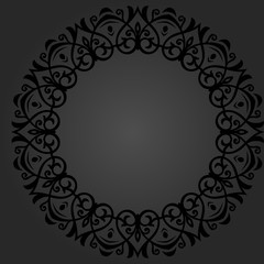 Oriental dark round pattern with arabesques and floral elements. Traditional classic ornament