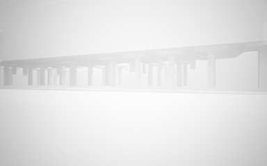 Abstract white and red parametric interior with window. 3D illustration and rendering.