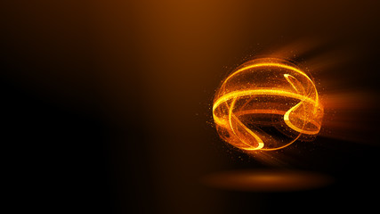 Abstract ring background with luminous swirling backdrop. light circles light effect. Glowing cover. Image of color atoms and electrons. Physics concept. Nanotechnology flow sparks.