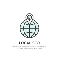 Vector Icon Style Illustration of Marketing and Finance, Business Vision, Investment, Local SEO, Geo Tag, Proximity Concept, Isolated Minimalistic Objects