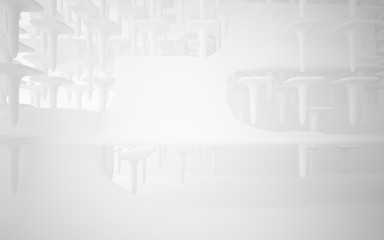 Abstract white and colored gradient parametric interiorwith window. 3D illustration and rendering.