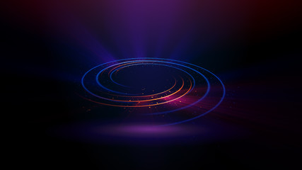 Glow effect. Glint galaxy. Abstract rotational universe. Power energy. Glare tape. Luminous ring. Neon lights cosmic abstract frame. Magic design round frame. Swirl trail effect. Elegant style.