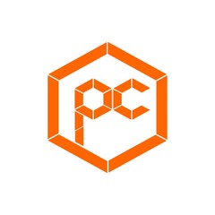 initial letter pc orange color logo vector