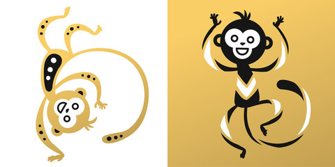 monkey vector illustration chinese style